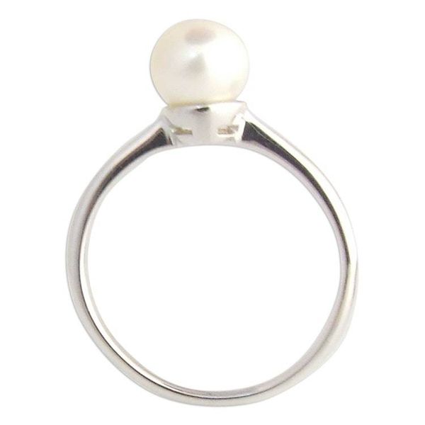 Alternate image for Modern Cultured Pearl and Silver Solitaire Ring Moondrop