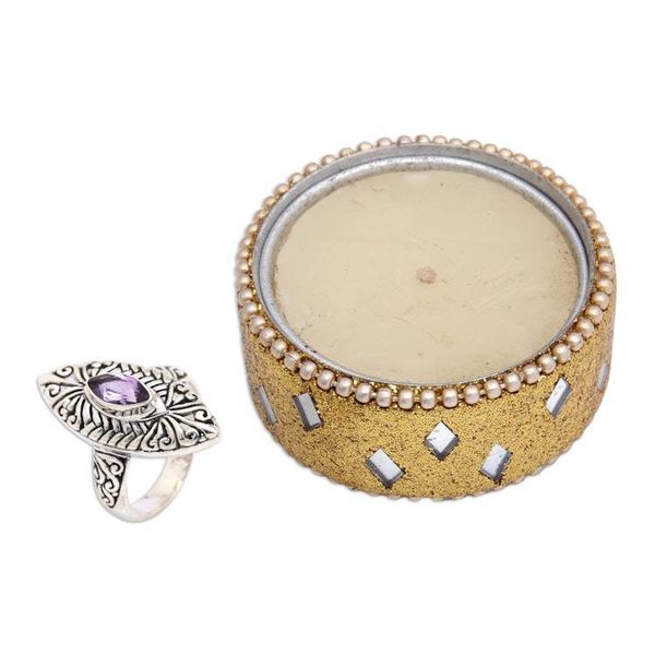 Alternate image for Classic Bean-Shaped Faceted Amethyst Cocktail Ring Bean of Wisdom