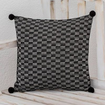 Primary image for Black and Eggshell Cotton Cushion Cover from Guatemala Mesmerized