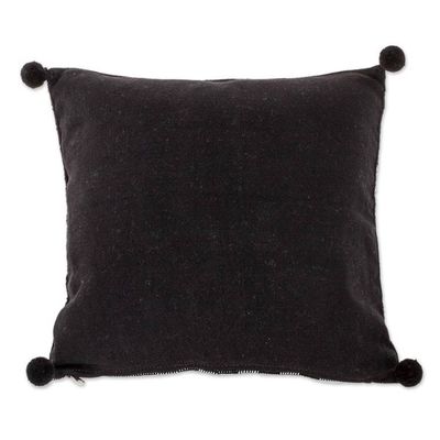 Alternate image for Black and Eggshell Cotton Cushion Cover from Guatemala Mesmerized
