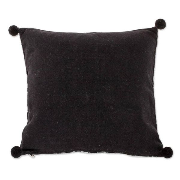 Alternate image for Black and Eggshell Cotton Cushion Cover from Guatemala Mesmerized