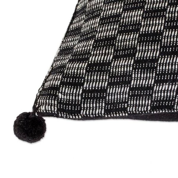 Alternate image for Black and Eggshell Cotton Cushion Cover from Guatemala Mesmerized