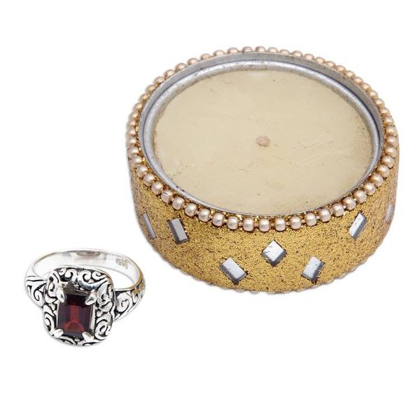 Alternate image for Sterling Silver Cocktail Ring with Red Garnet Gemstone Luxurious Red