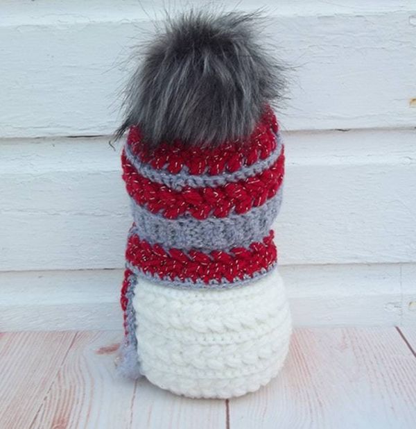 Alternate image for Cool Crochet Snowman in Red and Gray