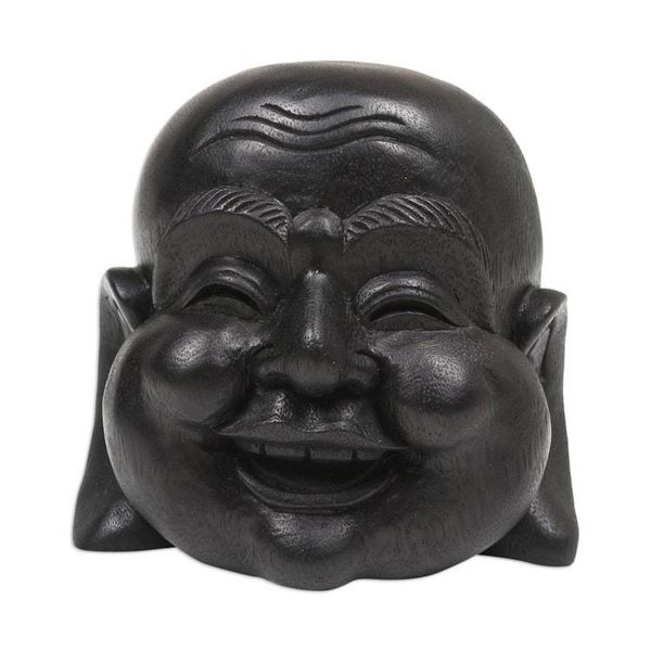Alternate image for Hand-Carved Buddha Wood Sculpture from Bali Laughing Monk