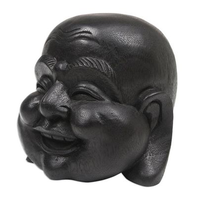 Alternate image for Hand-Carved Buddha Wood Sculpture from Bali Laughing Monk