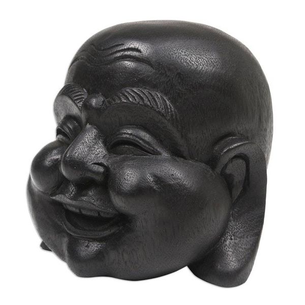 Alternate image for Hand-Carved Buddha Wood Sculpture from Bali Laughing Monk