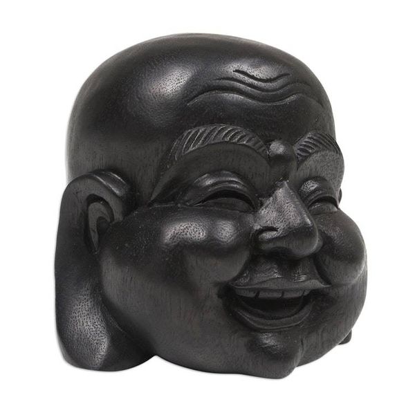 Alternate image for Hand-Carved Buddha Wood Sculpture from Bali Laughing Monk