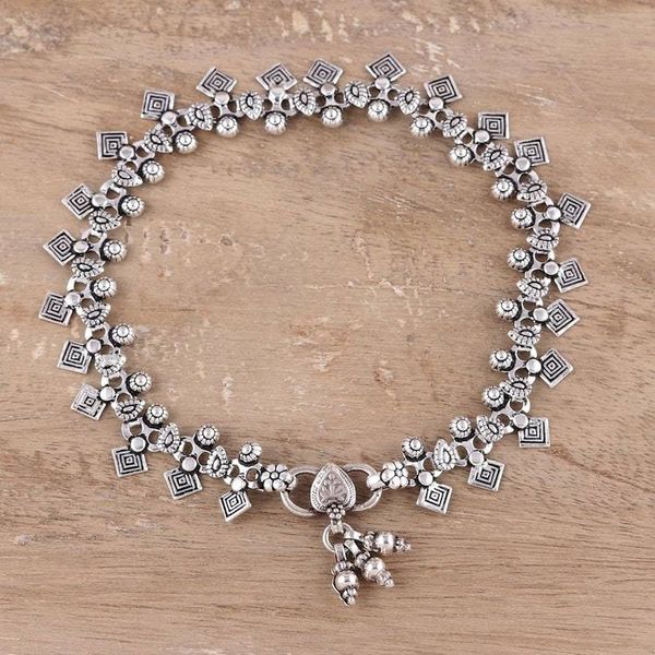 Alternate image for Traditional Indian Anklet Jewelry in Sterling Silver Joyous Dance