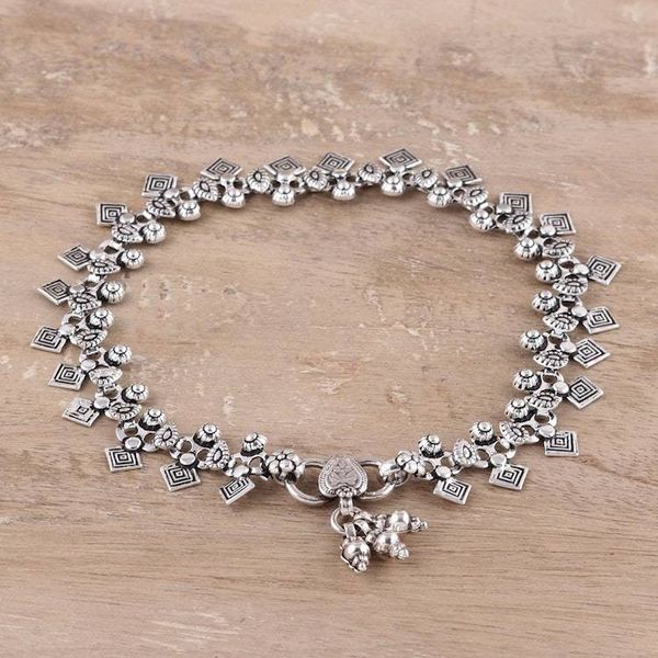 Alternate image for Traditional Indian Anklet Jewelry in Sterling Silver Joyous Dance