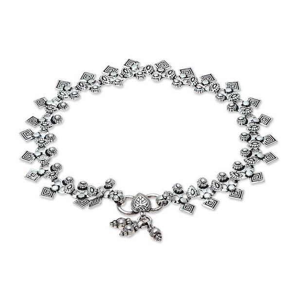 Alternate image for Traditional Indian Anklet Jewelry in Sterling Silver Joyous Dance