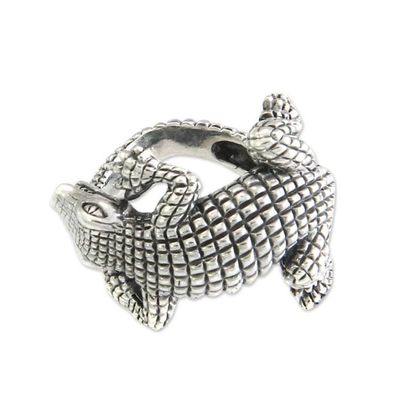 Primary image for Hand Made Sterling Silver Ring from Indonesia Baby Crocodile