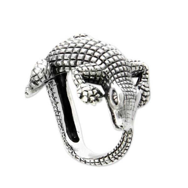 Alternate image for Hand Made Sterling Silver Ring from Indonesia Baby Crocodile