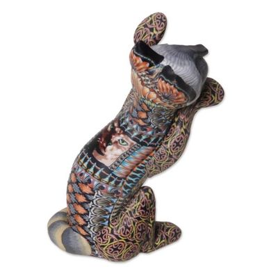 Alternate image for Handcrafted Colorful Polymer Clay Cat Sculpture from Bali Begging Cat