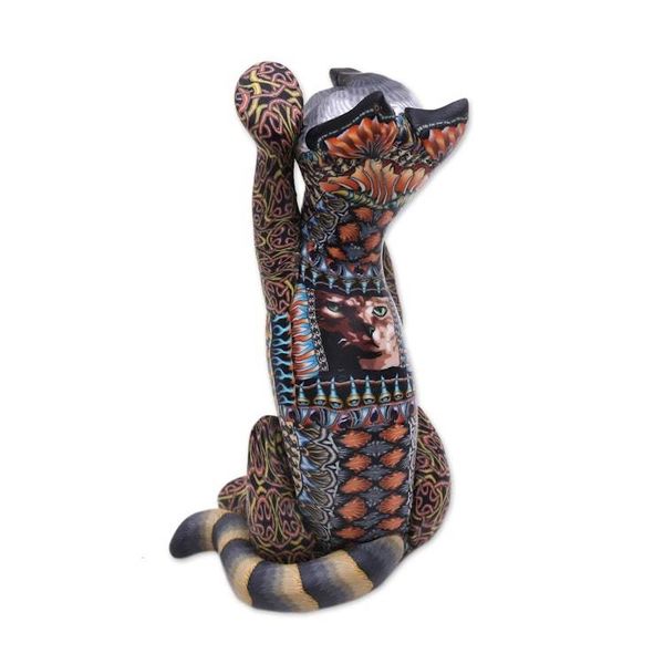 Alternate image for Handcrafted Colorful Polymer Clay Cat Sculpture from Bali Begging Cat