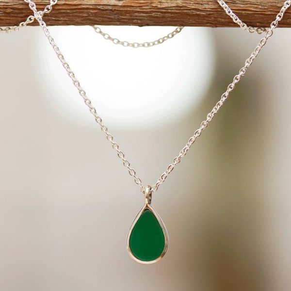 Alternate image for Green Onyx Pendant Necklace Allegria
