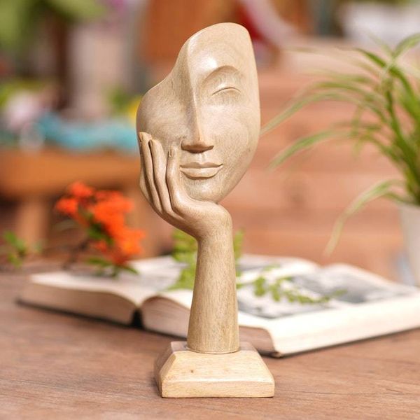 Alternate image for Handmade Balinese Hibiscus Wood Statuette Looking at You
