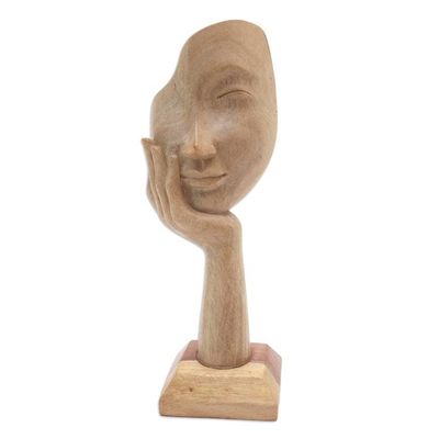 Alternate image for Handmade Balinese Hibiscus Wood Statuette Looking at You