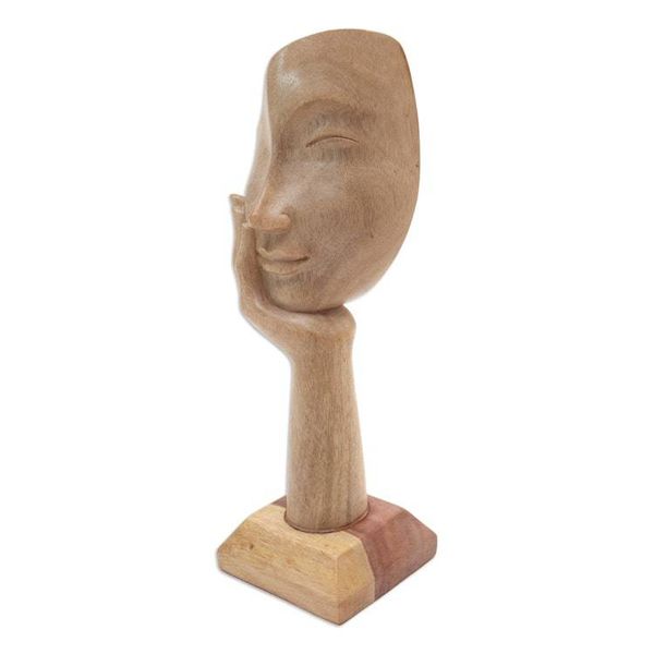 Alternate image for Handmade Balinese Hibiscus Wood Statuette Looking at You
