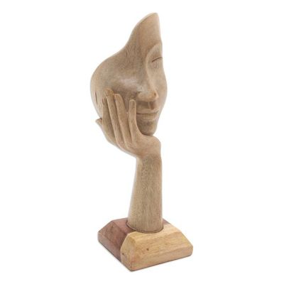 Alternate image for Handmade Balinese Hibiscus Wood Statuette Looking at You