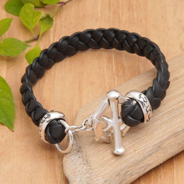 Alternate image for Mens Hand Crafted Leather Bracelet Groove