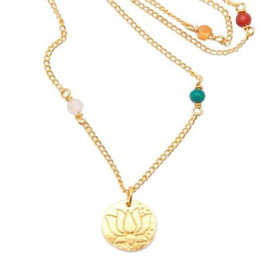 Alternate image for 18k Gold-Plated Multi-Gemstone Station Pendant Necklace Chakra of Paradise
