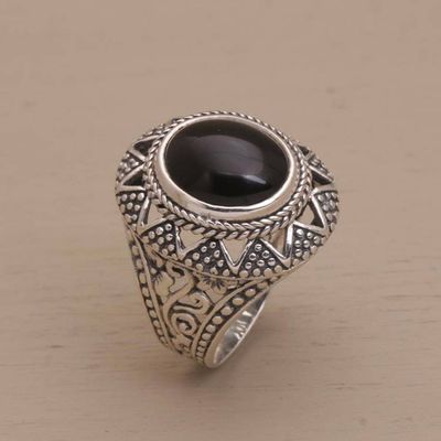 Primary image for Onyx and Sterling Silver Cocktail Ring from Bali Midnight Light