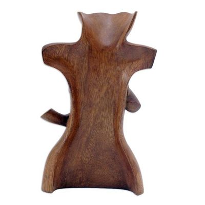 Alternate image for Suar Wood Brown Sculpture with Hand-Carved Tender Scene Maternal Affection