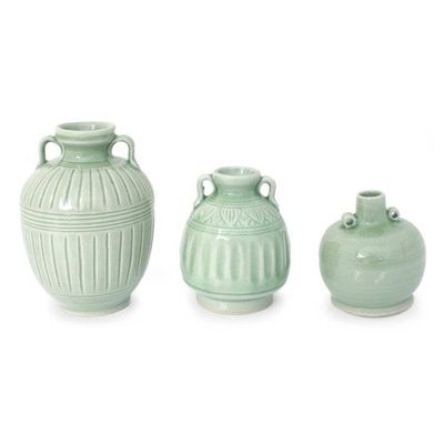 Alternate image for Celadon Ceramic Vases Set of 3 Sawankhalok Meadows