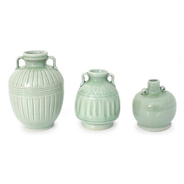 Alternate image for Celadon Ceramic Vases Set of 3 Sawankhalok Meadows