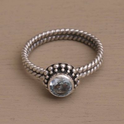 Primary image for Handmade Blue Topaz and Sterling Silver Single Stone Ring Touch of Simplicity