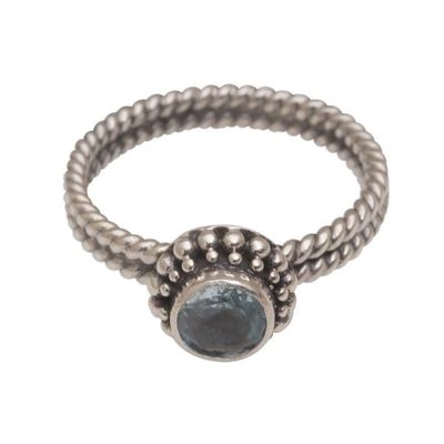 Alternate image for Handmade Blue Topaz and Sterling Silver Single Stone Ring Touch of Simplicity