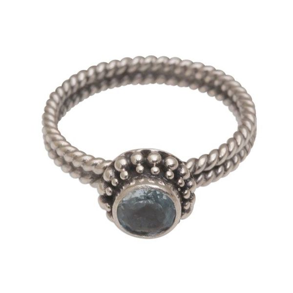 Alternate image for Handmade Blue Topaz and Sterling Silver Single Stone Ring Touch of Simplicity