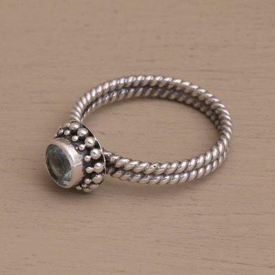 Alternate image for Handmade Blue Topaz and Sterling Silver Single Stone Ring Touch of Simplicity