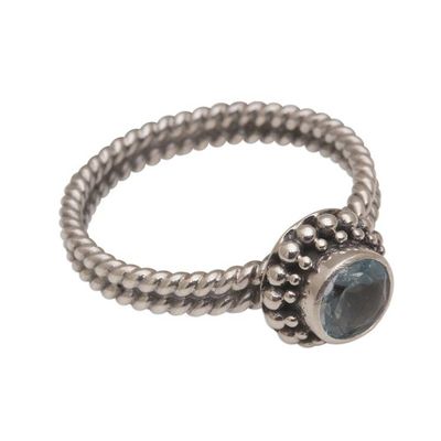 Alternate image for Handmade Blue Topaz and Sterling Silver Single Stone Ring Touch of Simplicity