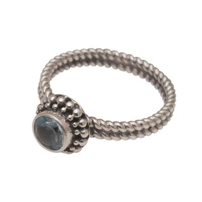 Alternate image for Handmade Blue Topaz and Sterling Silver Single Stone Ring Touch of Simplicity
