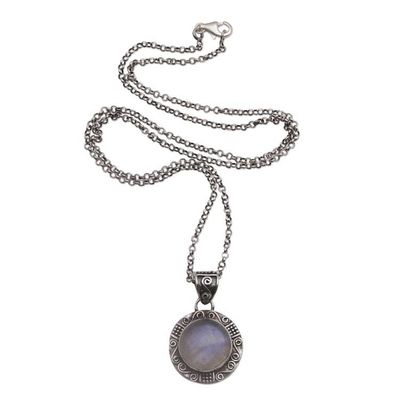 Alternate image for Rainbow Moonstone and Sterling Silver Necklace from Bali Temple Mirror