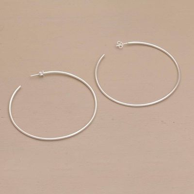 Alternate image for Classic Silver Half Hoop Earrings from Bali Patently Simple