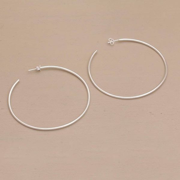 Alternate image for Classic Silver Half Hoop Earrings from Bali Patently Simple