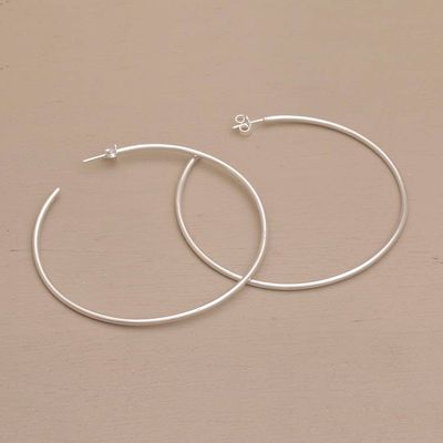 Alternate image for Classic Silver Half Hoop Earrings from Bali Patently Simple