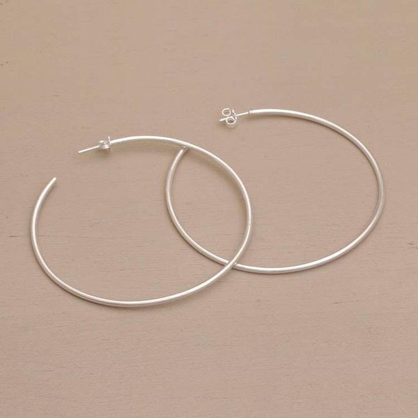 Alternate image for Classic Silver Half Hoop Earrings from Bali Patently Simple