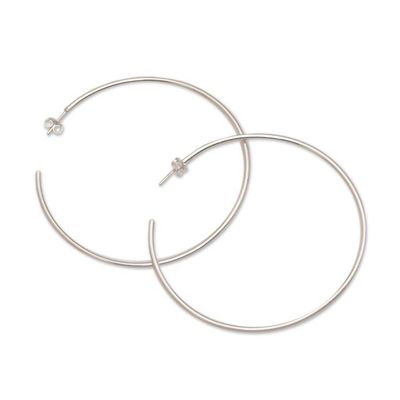 Alternate image for Classic Silver Half Hoop Earrings from Bali Patently Simple