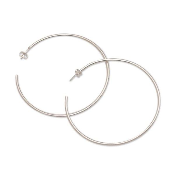 Alternate image for Classic Silver Half Hoop Earrings from Bali Patently Simple