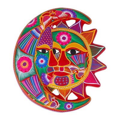 Alternate image for Handmade Sun and Moon Ceramic Wall Art Blossoming Eclipse