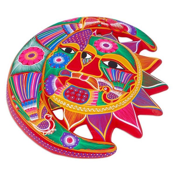 Alternate image for Handmade Sun and Moon Ceramic Wall Art Blossoming Eclipse