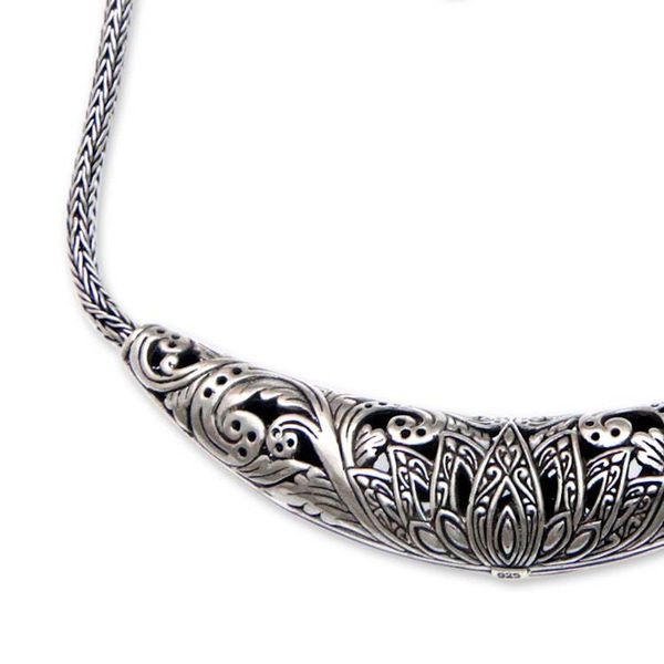 Alternate image for Reversible Sterling Silver Handcrafted Heart Theme Necklace Lotus Hearts