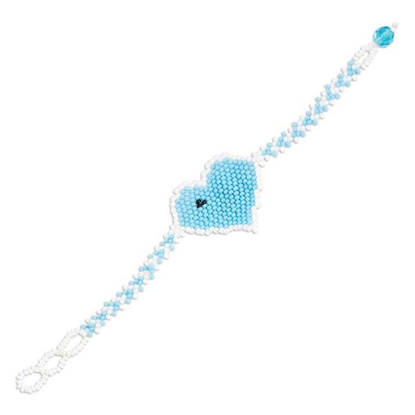 Alternate image for Light Blue White Adjustable Beaded Heart Pendant Bracelet Sky Blue Love Inspiration