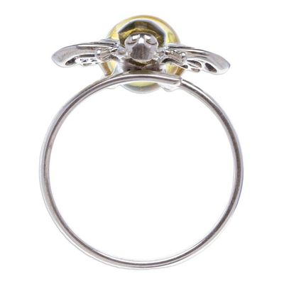 Alternate image for Sterling Silver Amber Bee Wrap Ring with Openwork Accents Bubbly Bee