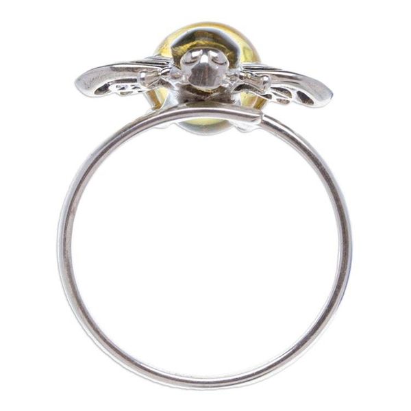 Alternate image for Sterling Silver Amber Bee Wrap Ring with Openwork Accents Bubbly Bee