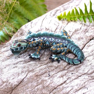 Primary image for Handcrafted Polymer Clay Iguana Sculpture 4 Inch Watchful Iguana